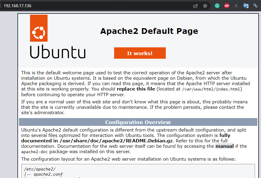 Apache default page ubuntu 22.04