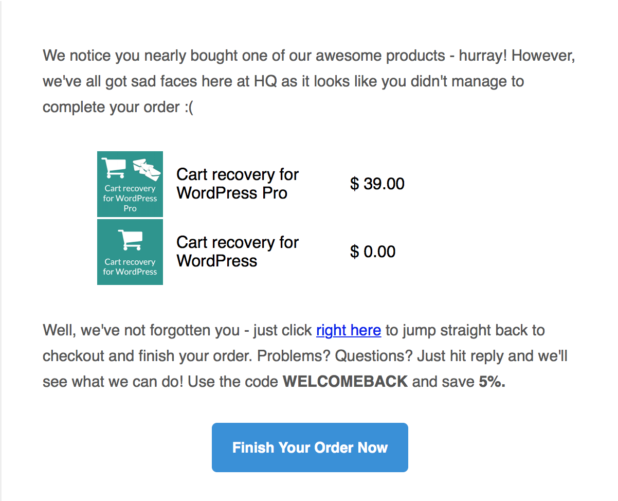 Cart Recovery WordPress