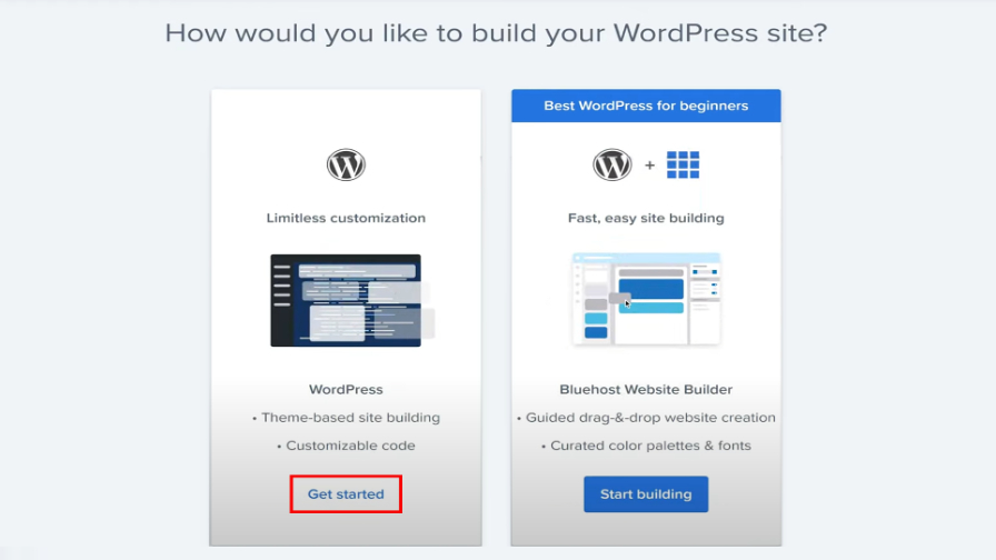 Screenshot of how to install WordPress.org