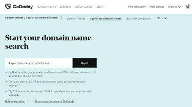 GoDaddy&#039;s domain registration portal