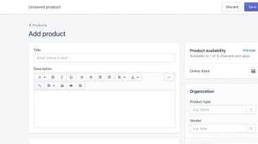 Shopify&#039;s add product screen within its dashboard