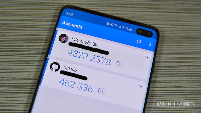 A photograph of Microsoft Authenticator generating codes stay safe online