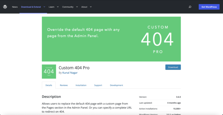 Custom 404 Pro plugin