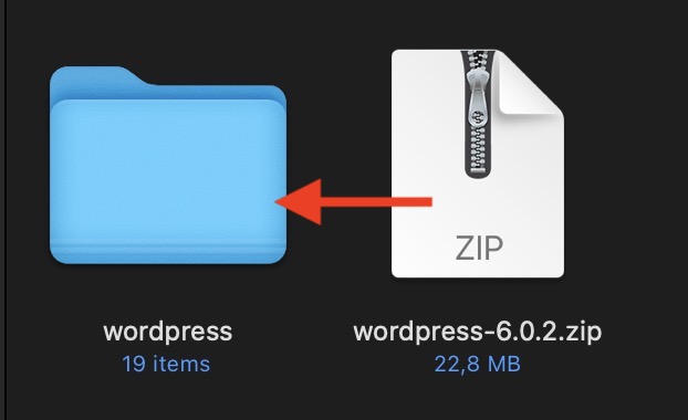 unzip wordpress installation files
