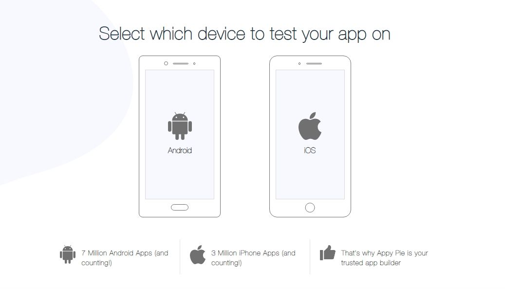 appypie select device to test app